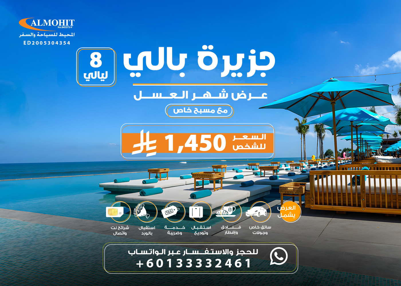 بكج سياحي الى جزيرة بالي 8 ليالي Package