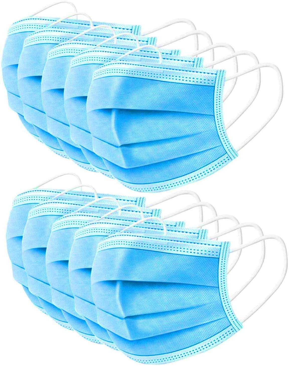 20 Pcs Disposable Filter Masks 3 Ply Earloop Breathability Comfort Beauty